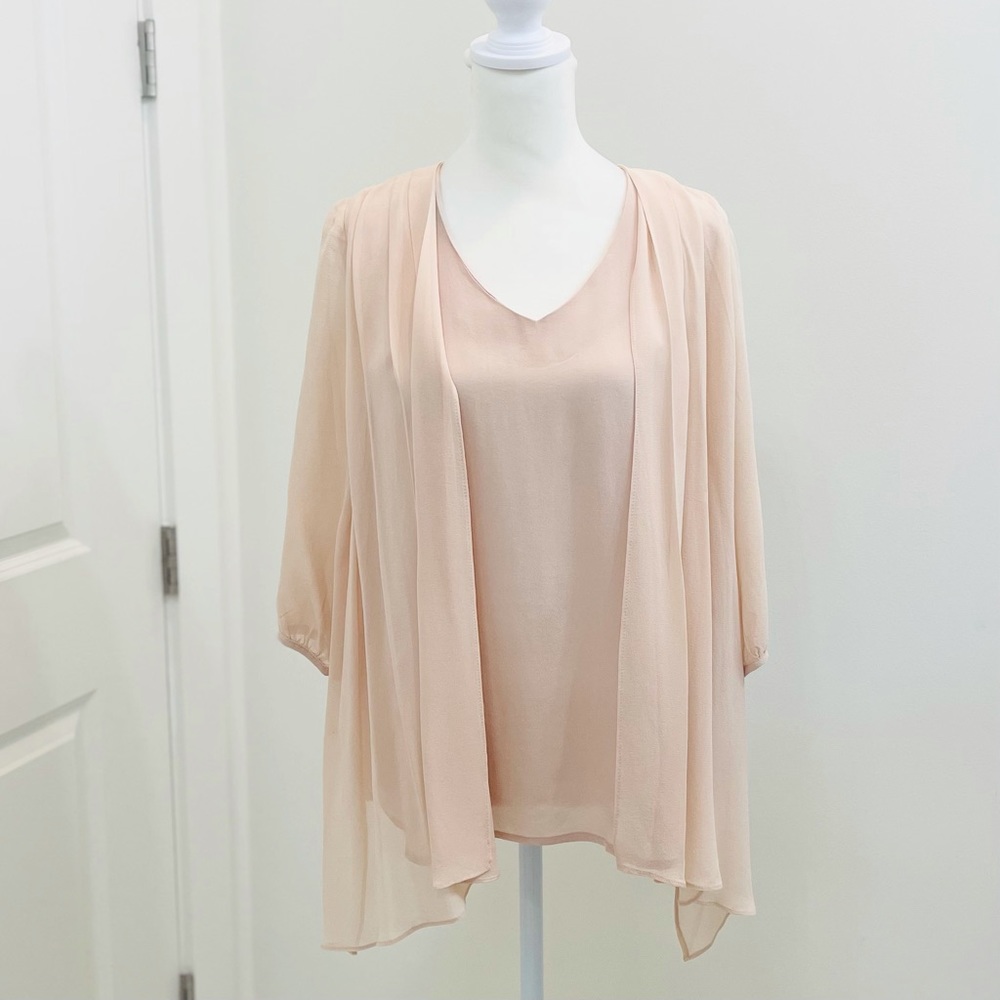 Anthropologie 3/4 Sleeve 100% Silk Chiffon Blouse